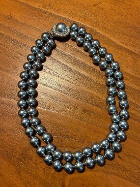 Beautiful Joseph Mazer Double Strand Gray Faux Pearl Necklace